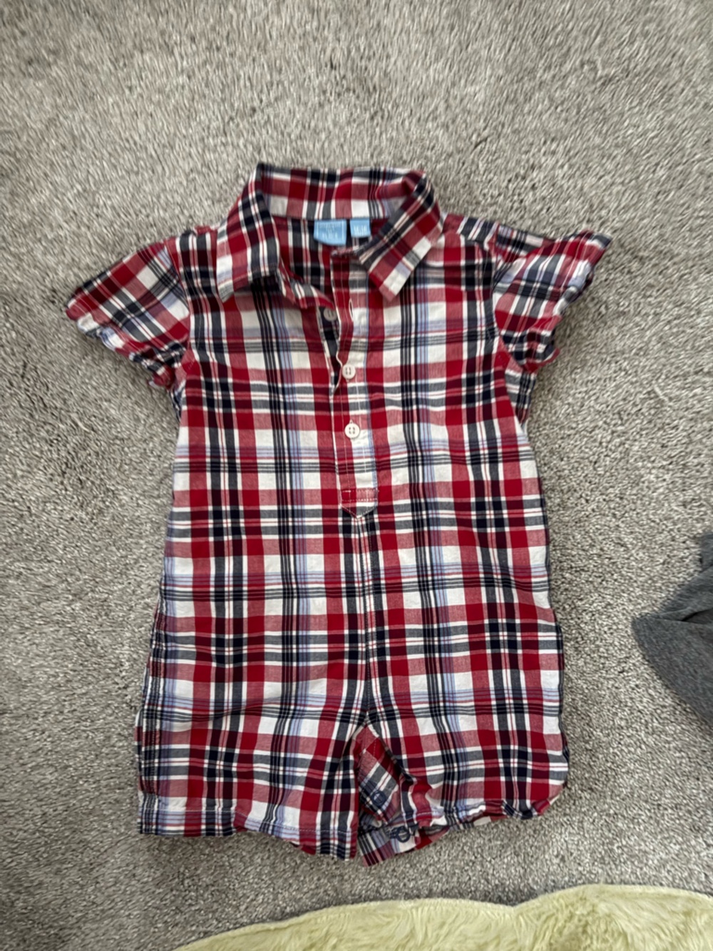 Janie and Jack Red Navy White Plaid Shirt